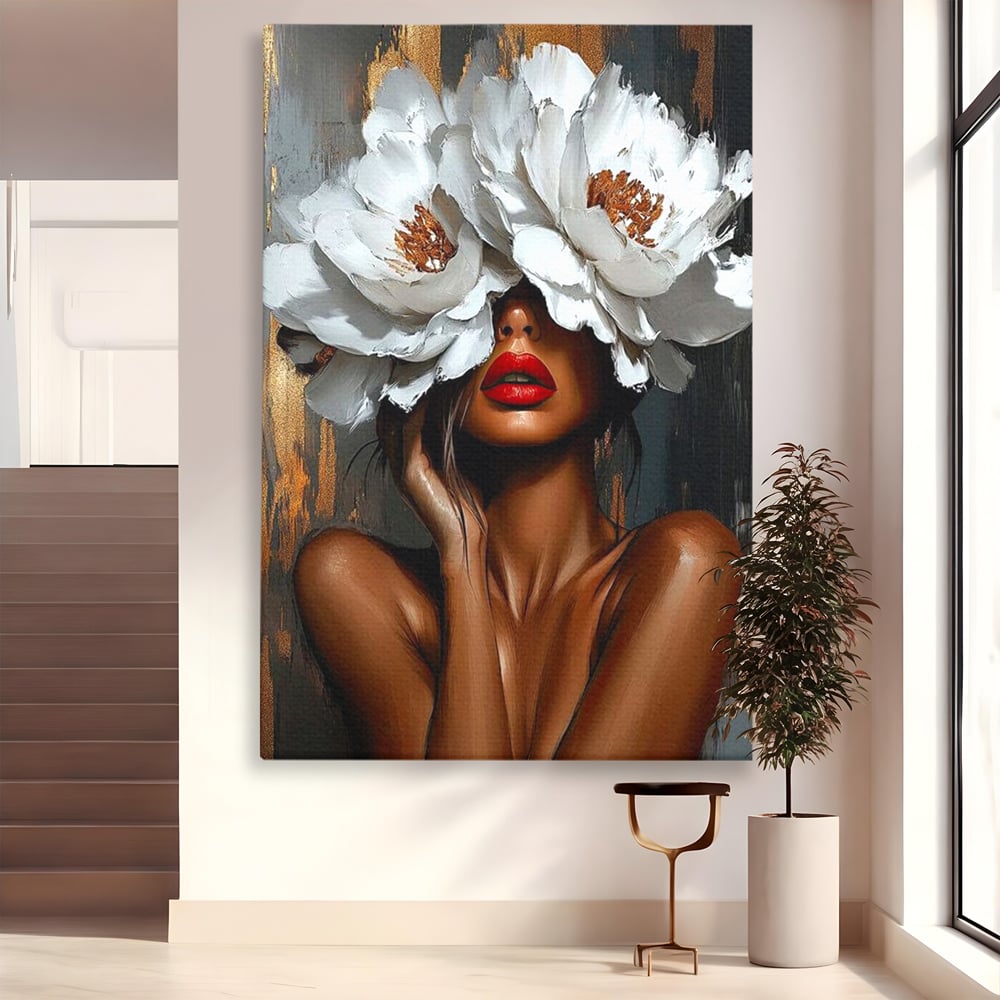 Tablou canvas cu tablou canvas cu portret de femeie, fara rama, pe sasiu de lemn